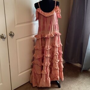 Pink Ruffled Maxi Dress